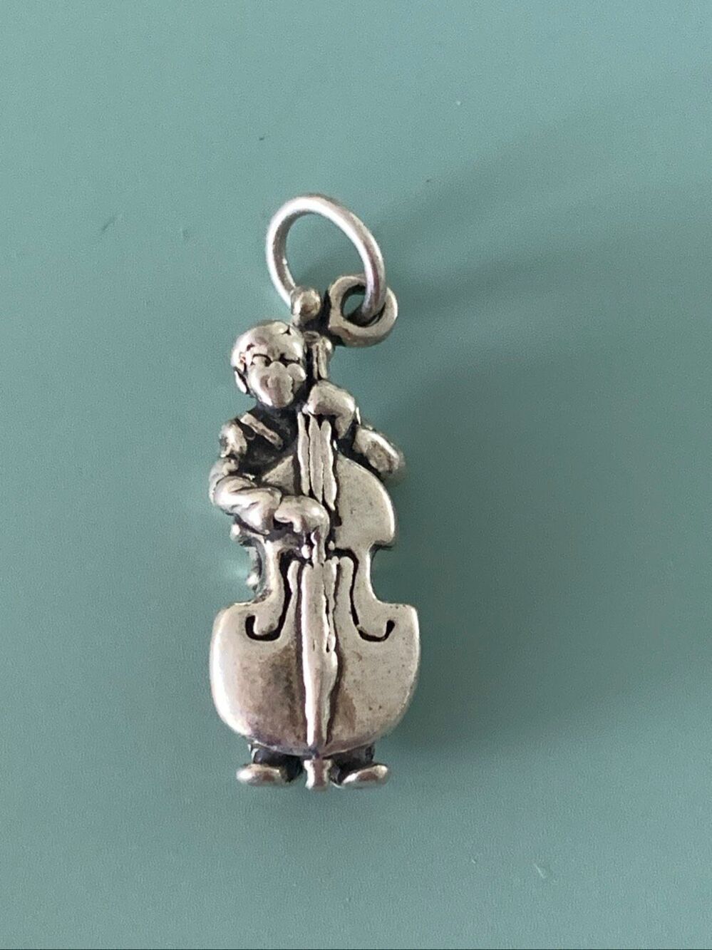 Bass Fiddle Musician Sterling Silver Jewelry Charm #music